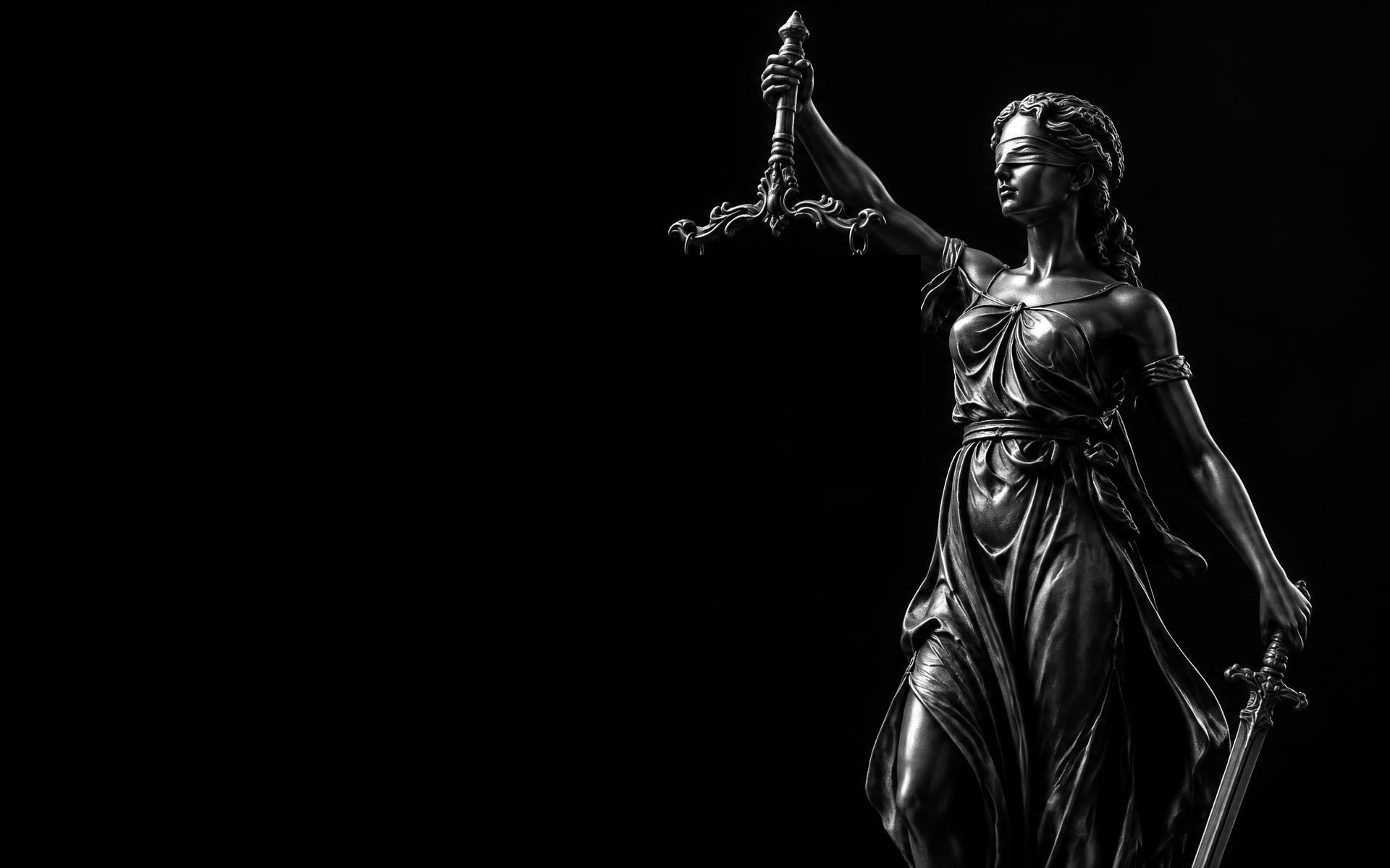 Lady Justice statue holding scales and sword
